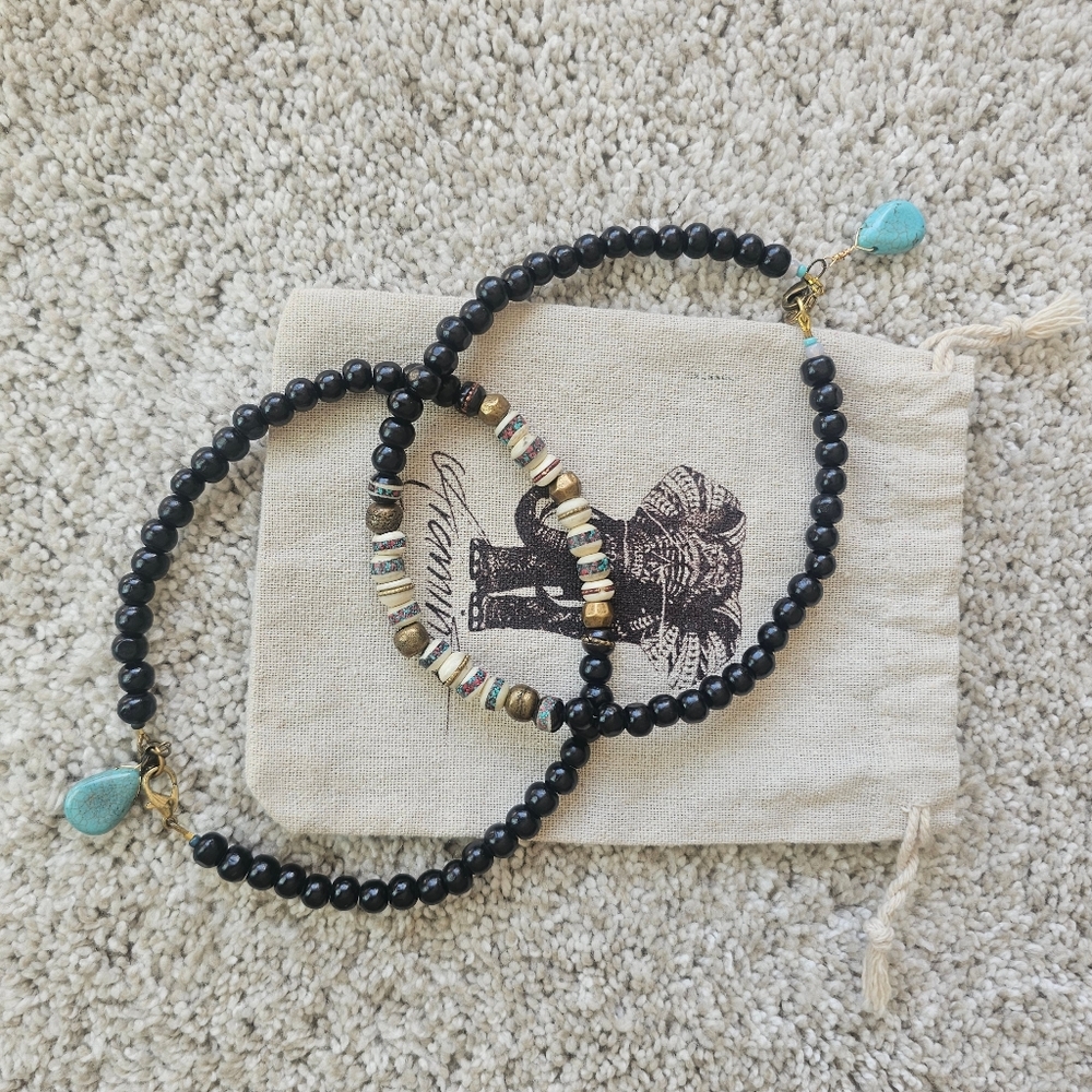 Boot JEWELRY Turquoise charm on beaded Boot Bracelet Ankle bracelet